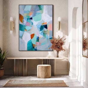 COASTAL DRIFT: Colorful Abstract Vertical Composition Art