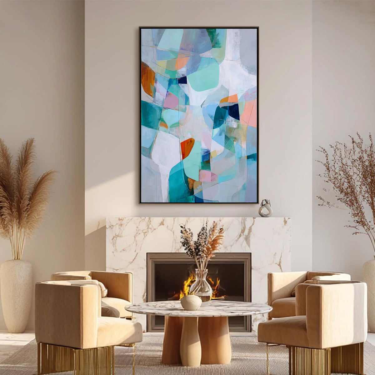 COASTAL DRIFT: Colorful Abstract Vertical Composition Art