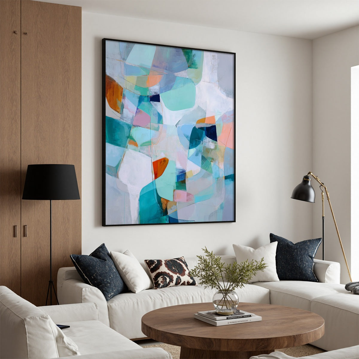 COASTAL DRIFT: Colorful Abstract Vertical Composition Art