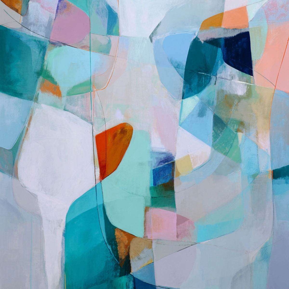 COASTAL DRIFT: Colorful Abstract Vertical Composition Art