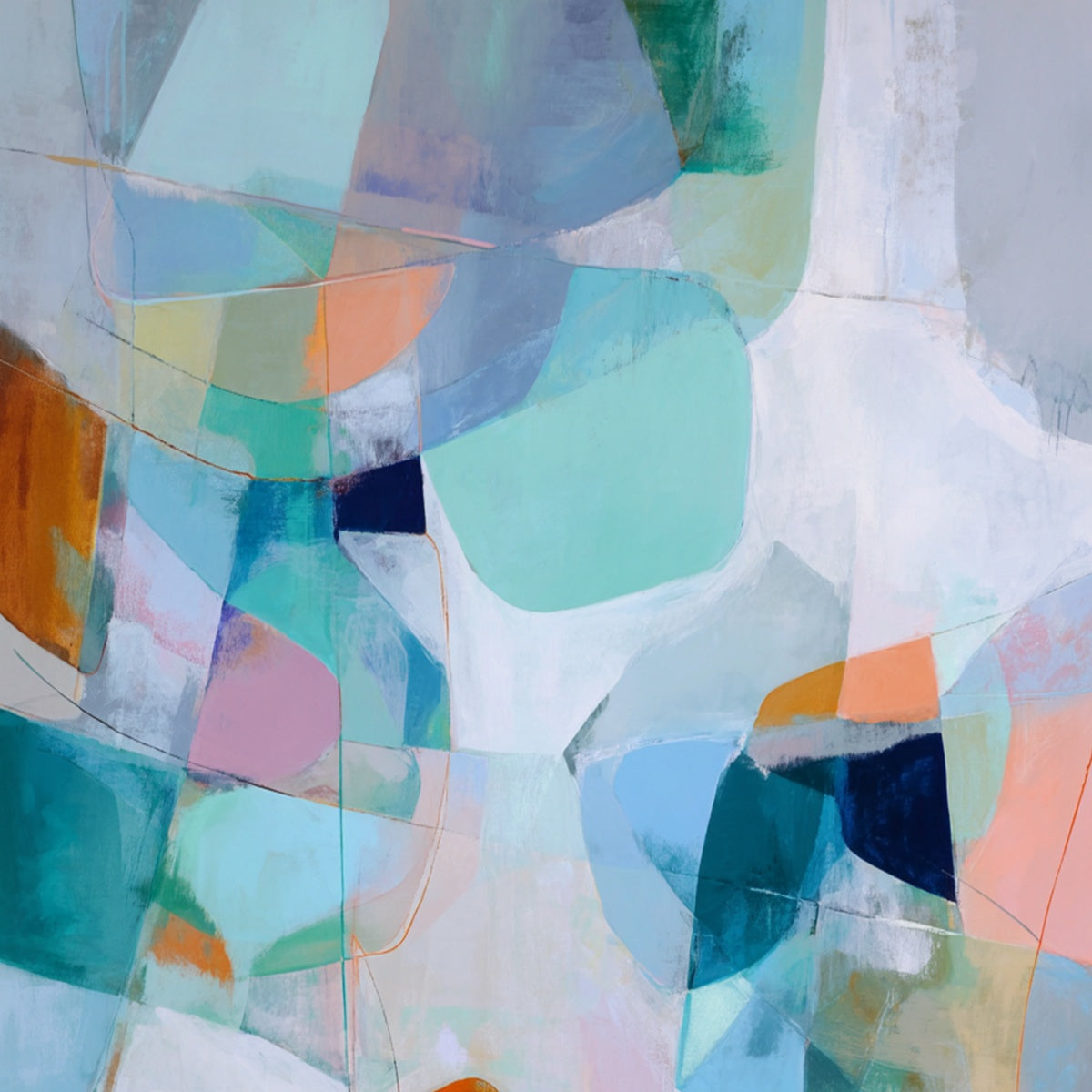 COASTAL DRIFT: Colorful Abstract Vertical Composition Art