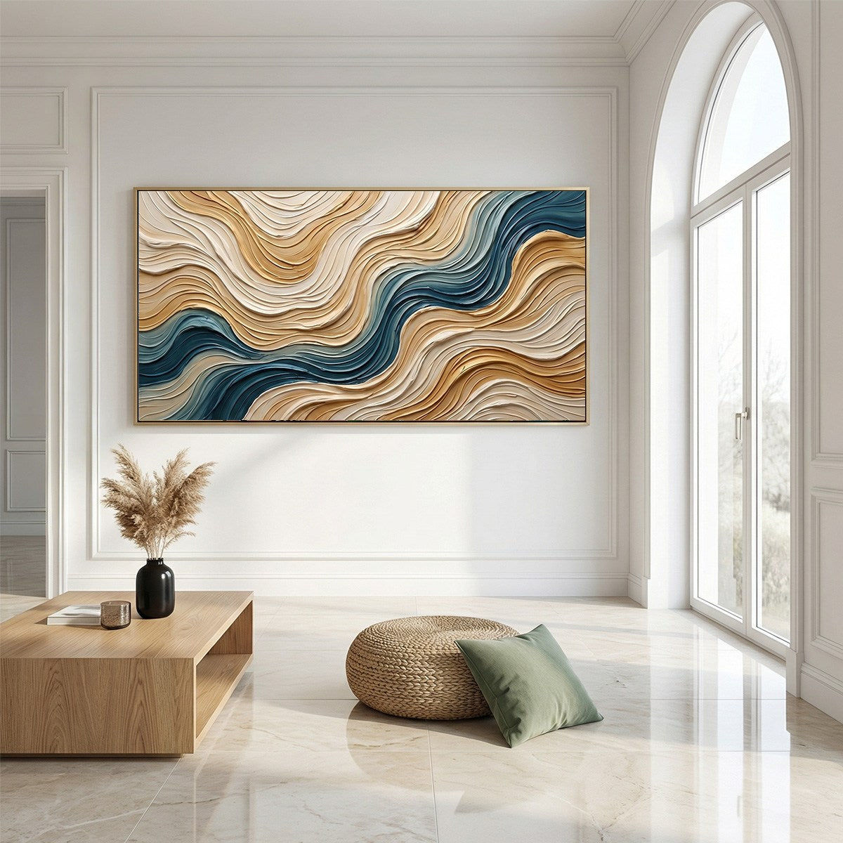 COASTAL DRIFT: Large Textured Abstract Painting of Coastal Waves