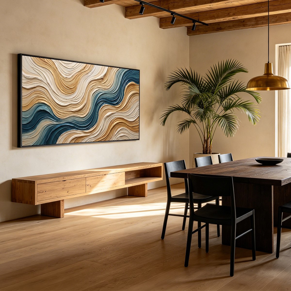 COASTAL DRIFT: Large Textured Abstract Painting of Coastal Waves