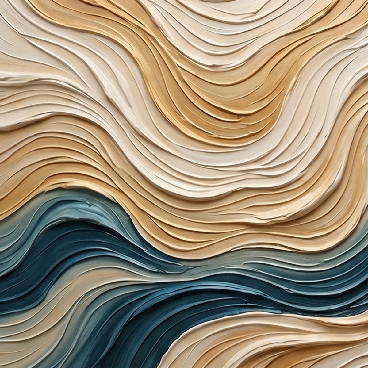 COASTAL DRIFT: Large Textured Abstract Painting of Coastal Waves