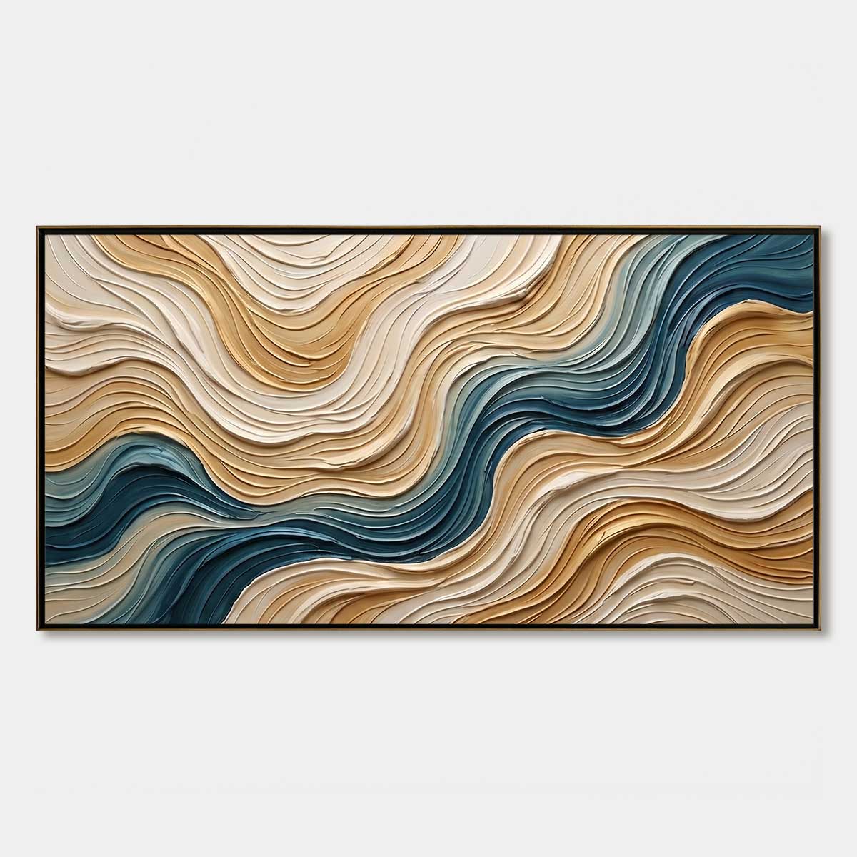 COASTAL DRIFT: Large Textured Abstract Painting of Coastal Waves