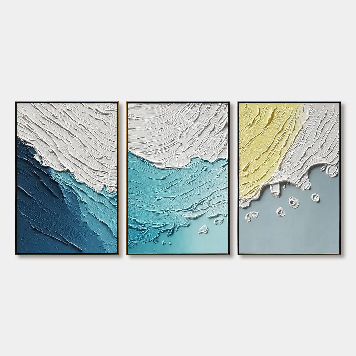 COASTAL DRIFT: Textured Abstract Ocean Wave Painting Set