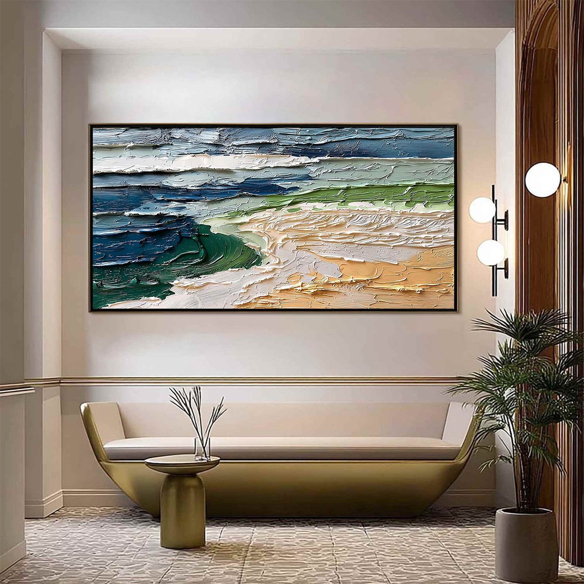 COASTAL DRIFT: Textured Abstract Seascape Impasto Oil Painting