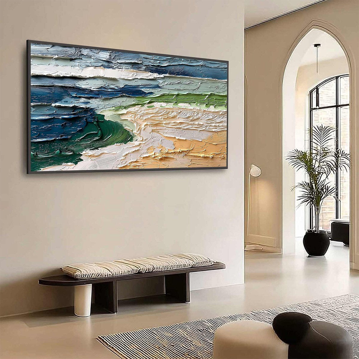 COASTAL DRIFT: Textured Abstract Seascape Impasto Oil Painting