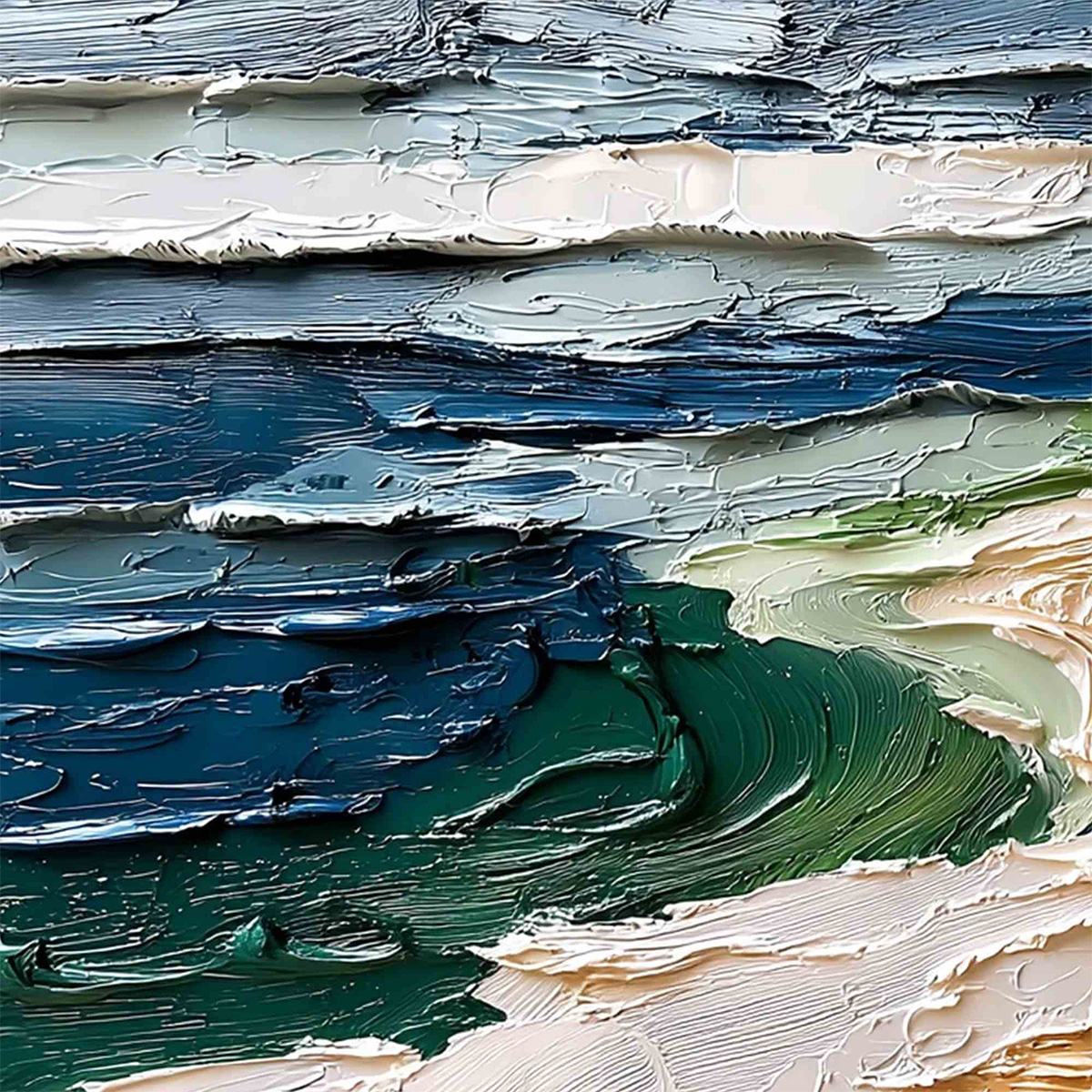 COASTAL DRIFT: Textured Abstract Seascape Impasto Oil Painting