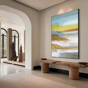COASTAL DRIFT: Modern textured abstract coastal landscape art