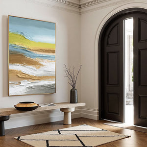 COASTAL DRIFT: Textured abstract coastal landscape original wall art