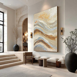 COASTAL DRIFT original Wabi Sabi textured abstract oil painting.