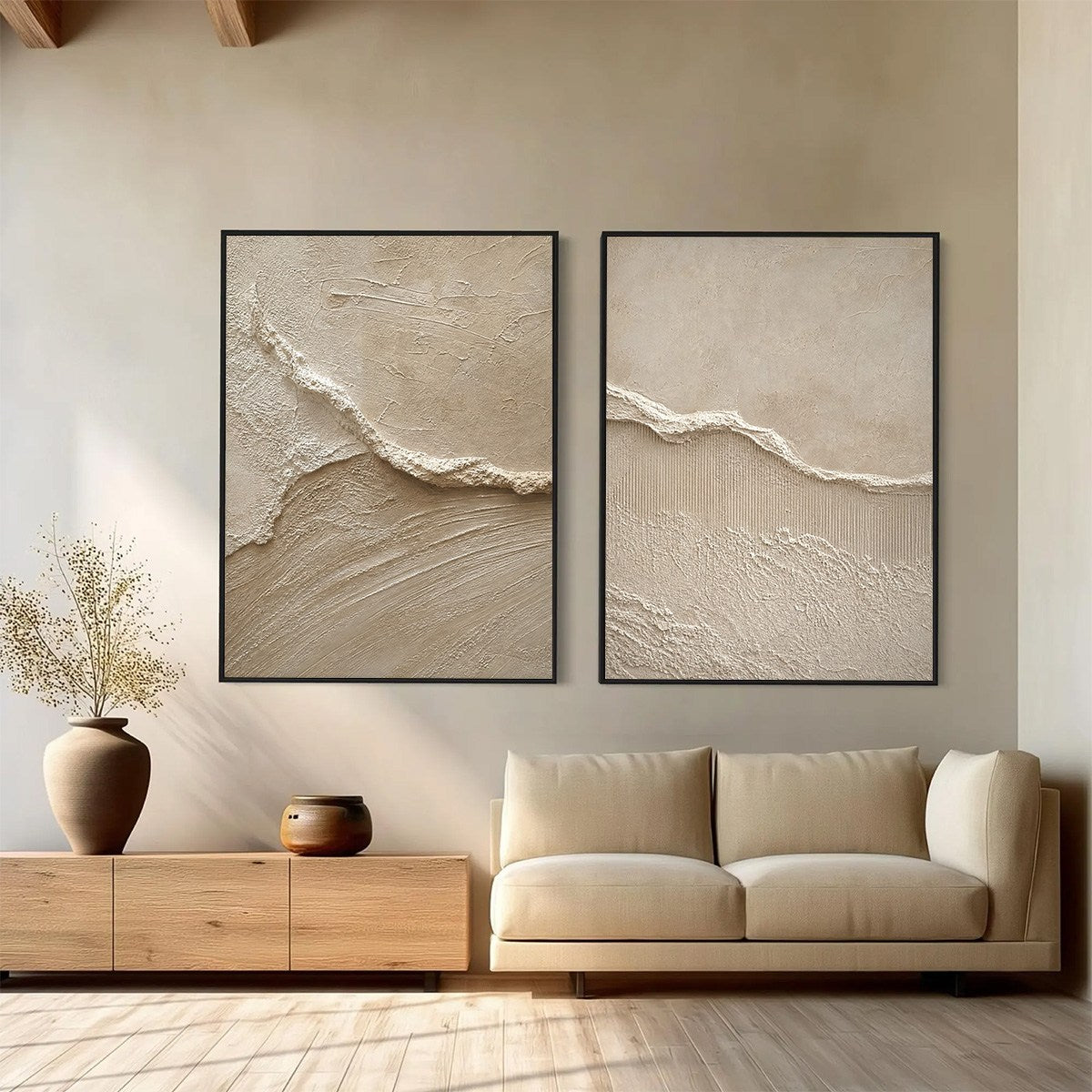 COASTAL DRIFT: Wabi Sabi Inspired Textured Abstract Painting Set