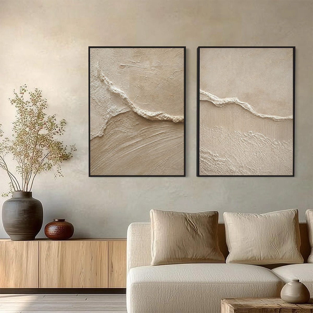COASTAL DRIFT: Wabi Sabi Inspired Textured Abstract Painting Set
