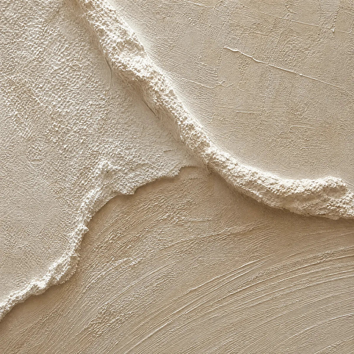 Beige Wabi Sabi textured abstract wall art with sculpted layered surfaces
