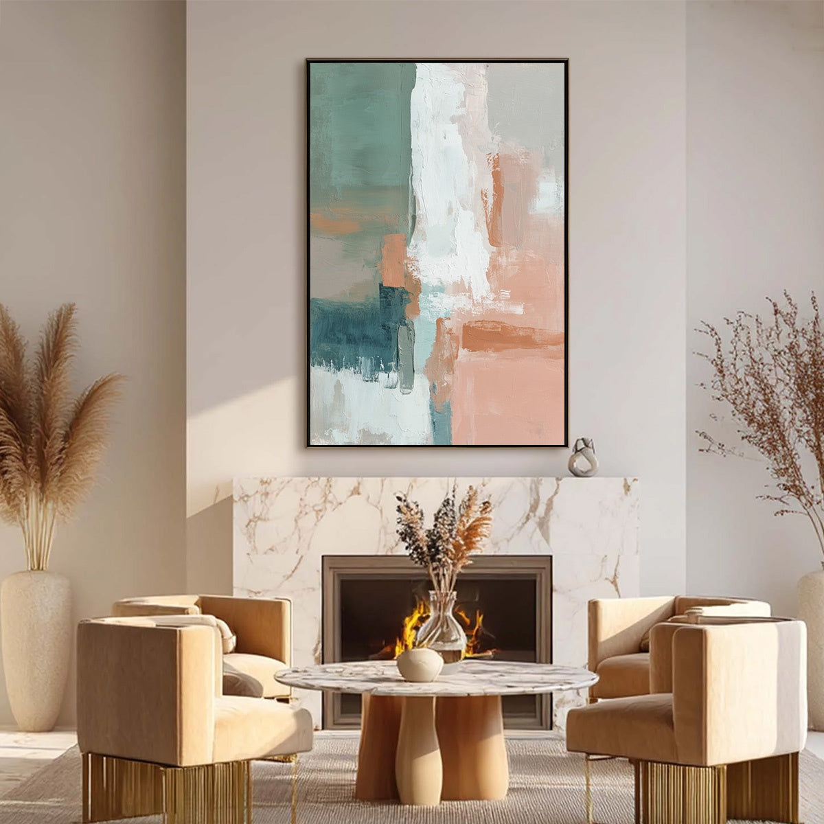 COASTAL ECHOES: Muted Tones Abstract Landscape Painting