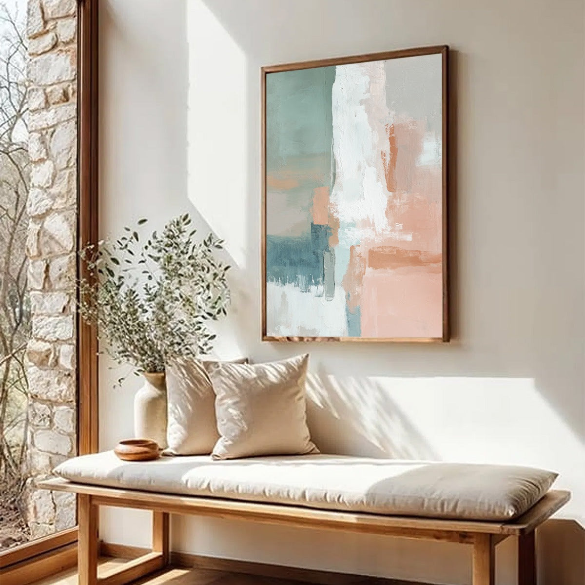 COASTAL ECHOES: Muted Tones Abstract Landscape Painting