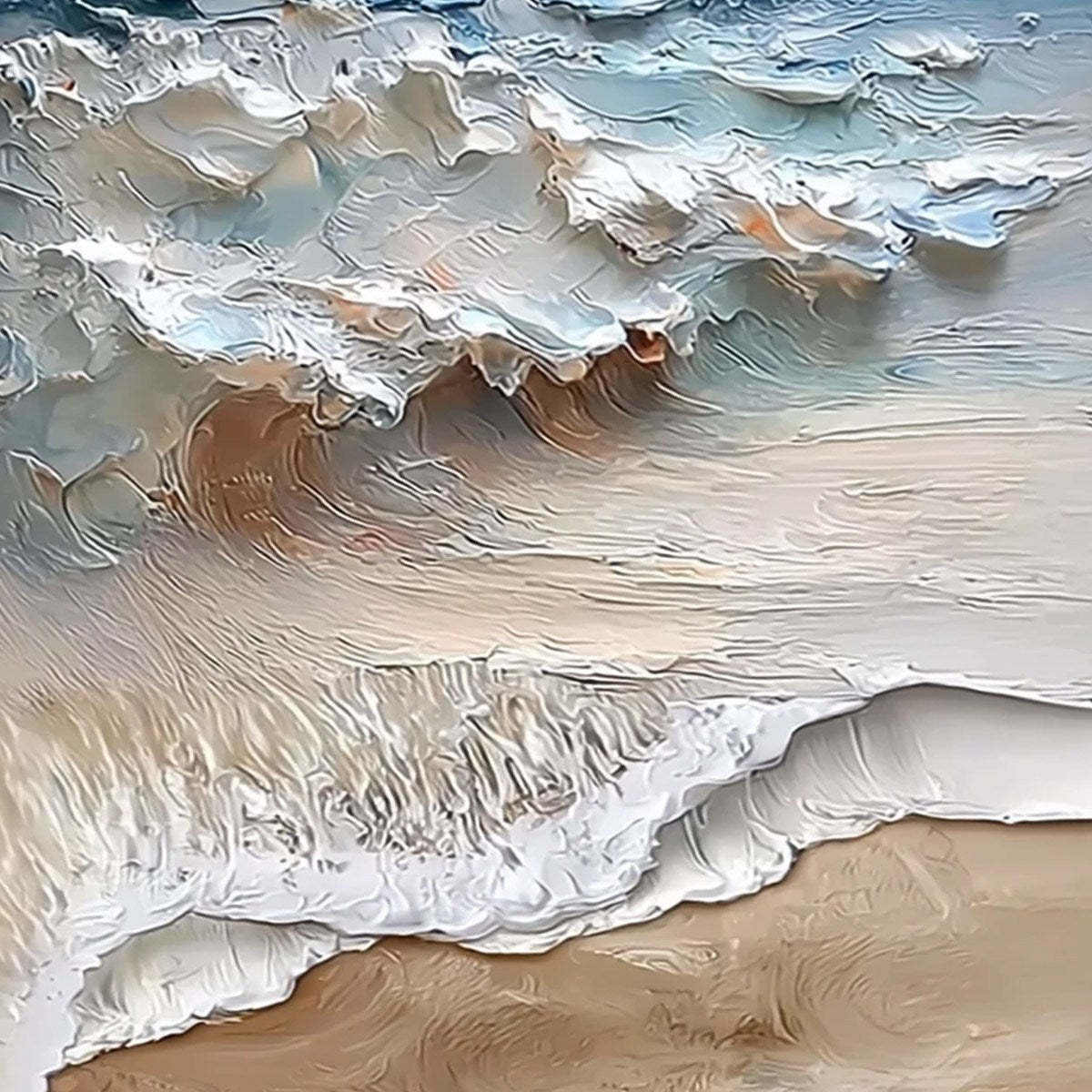 COASTAL EMBRACE: Textured Impasto Seascape Oil Painting