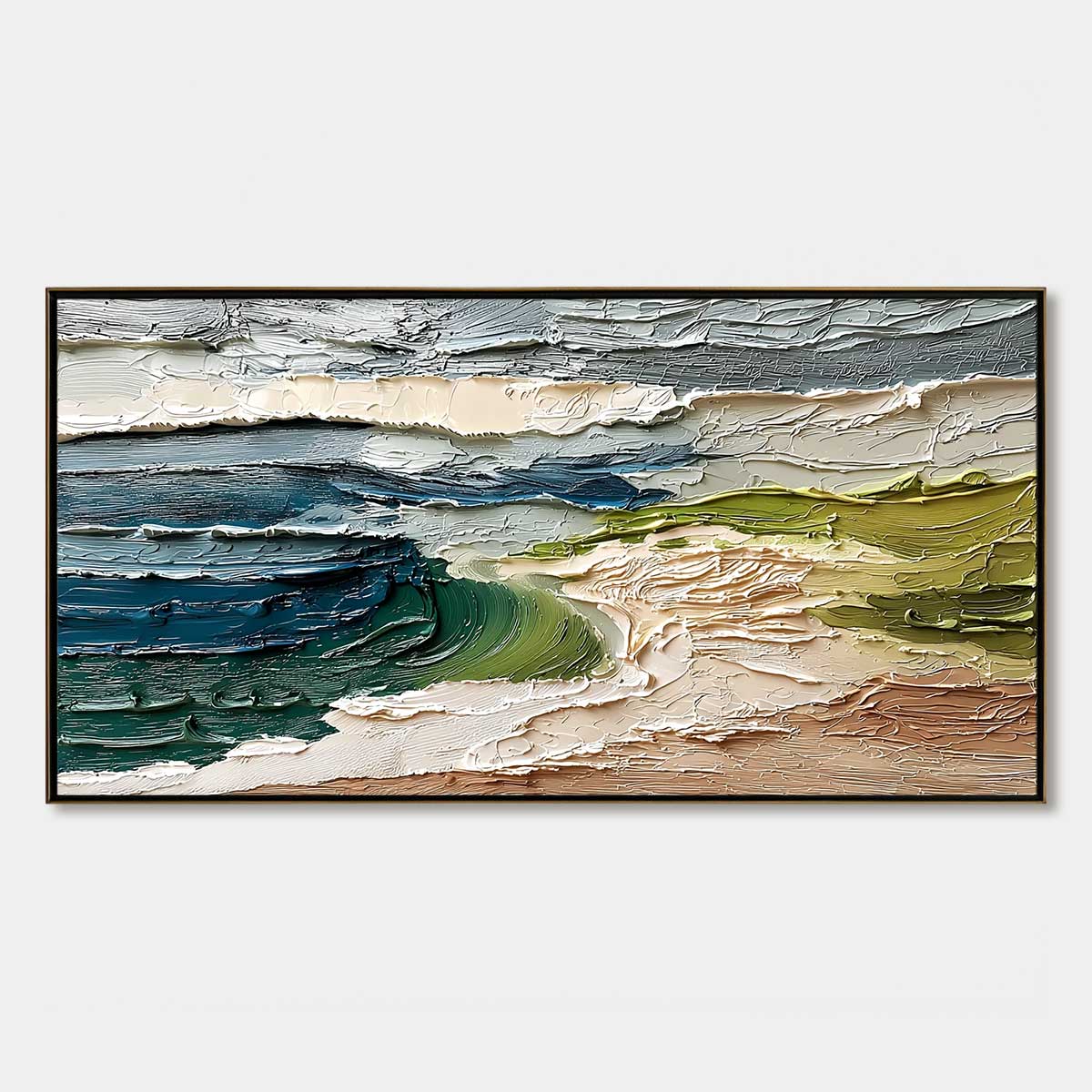 COASTAL EMBRACE: Textured Wabi Sabi Seascape Impasto Painting