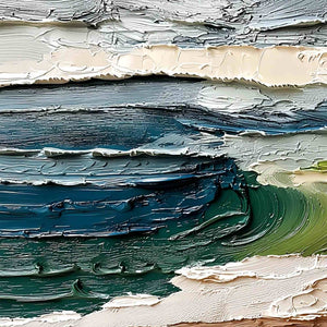 COASTAL EMBRACE: Textured Wabi Sabi Seascape Impasto Painting