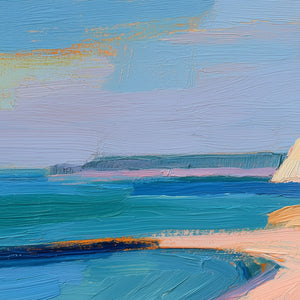 COASTAL GLOW: Textured Impasto Seascape Oil Painting for Coastal Decor
