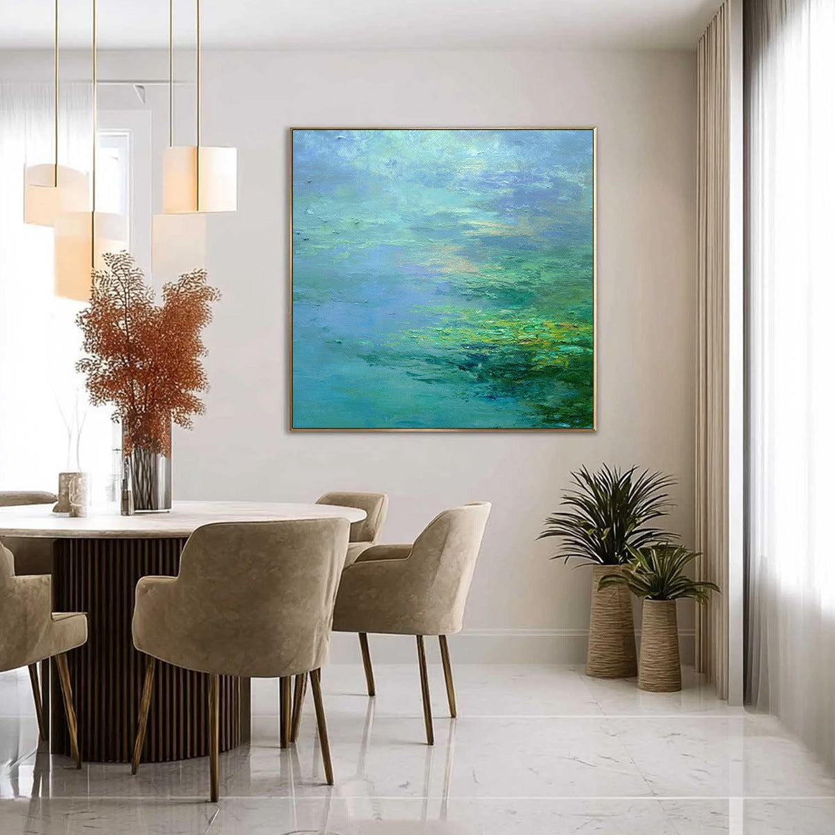 COASTAL MIST: Textured Abstract Wabi Sabi Seascape Painting