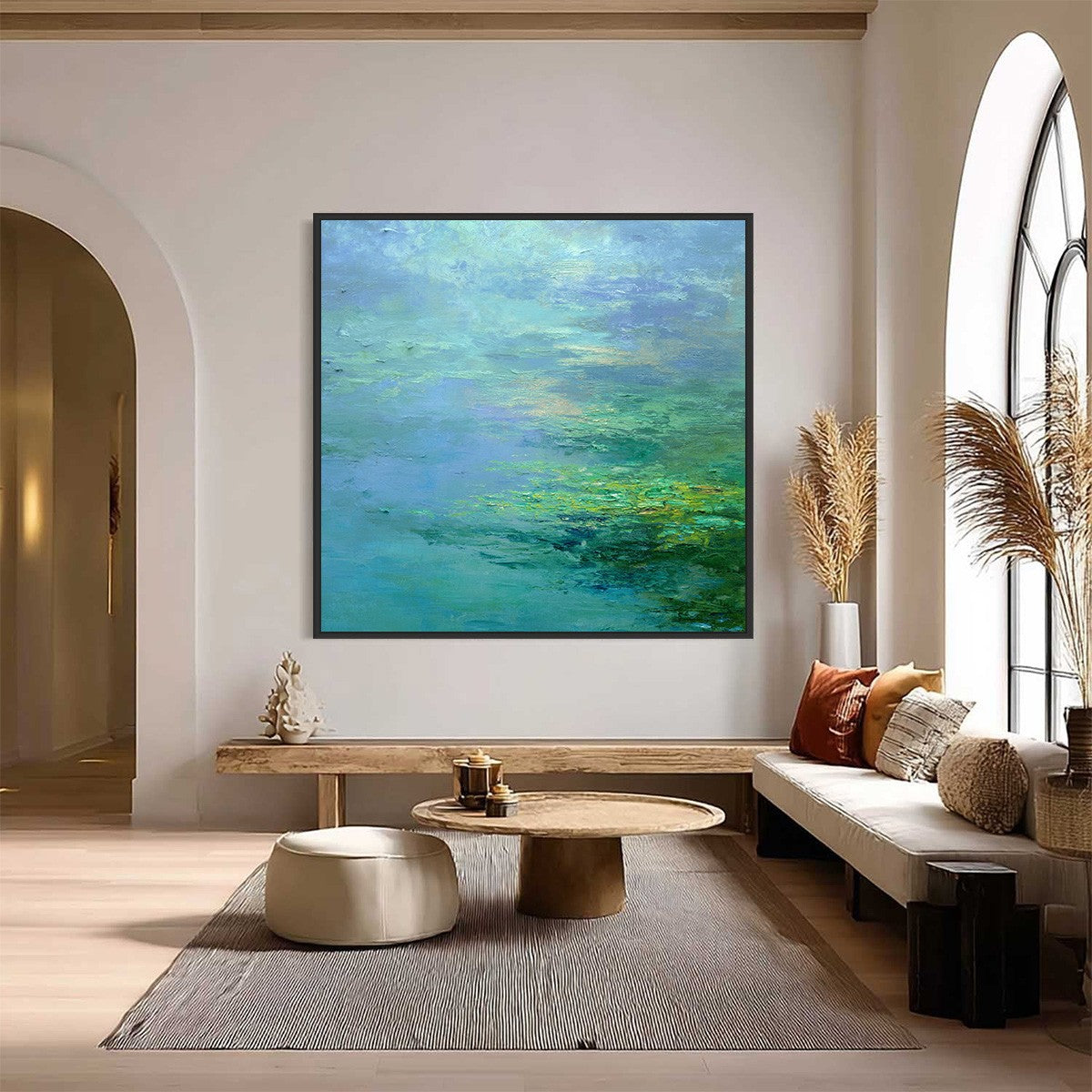 COASTAL MIST: Textured Abstract Wabi Sabi Seascape Painting