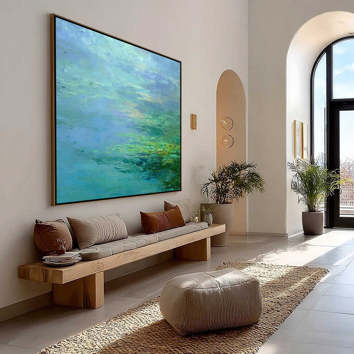 COASTAL MIST: Textured Abstract Wabi Sabi Seascape Painting