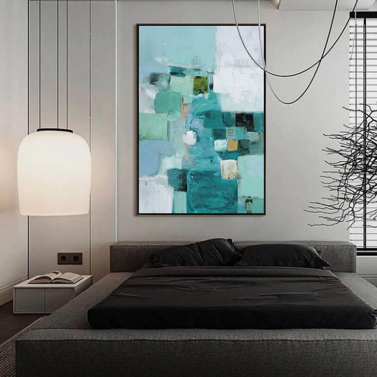 COASTAL MOSAIC: Textured Abstract Painting in Teal and Blue