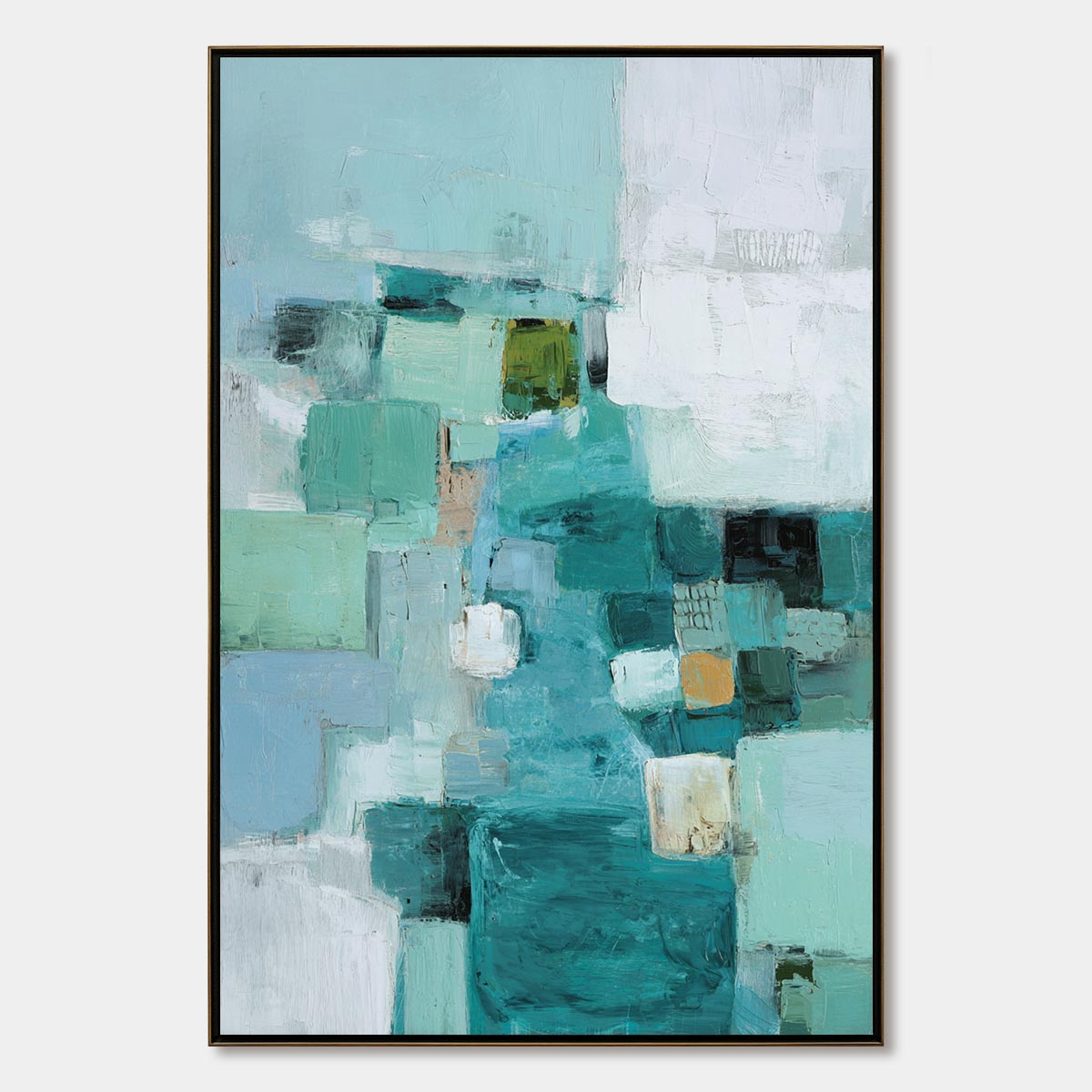 COASTAL MOSAIC: Textured Abstract Painting in Teal and Blue