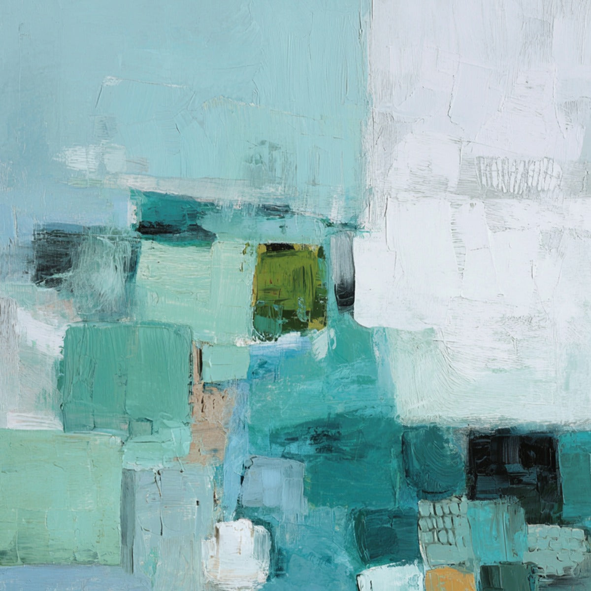 COASTAL MOSAIC: Textured Abstract Painting in Teal and Blue