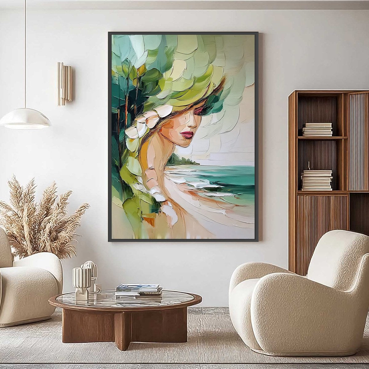 COASTAL MUSE: Textured Impasto Portrait Painting of a Woman by the Sea