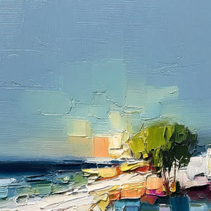 COASTAL PATH: Textured Palette Knife Abstract Seascape Painting