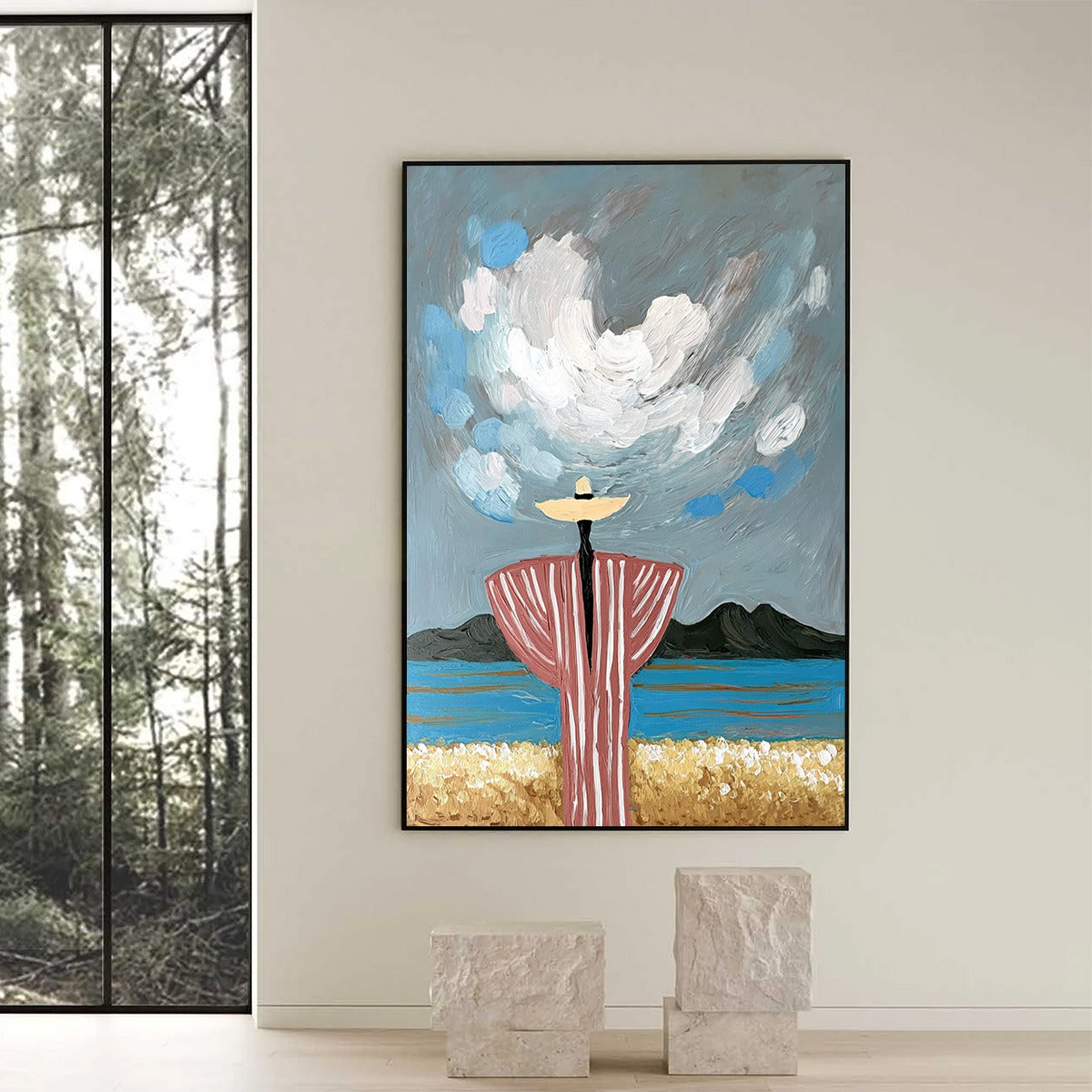 COASTAL REVERIE: Expressive Figurative Beach Landscape Painting