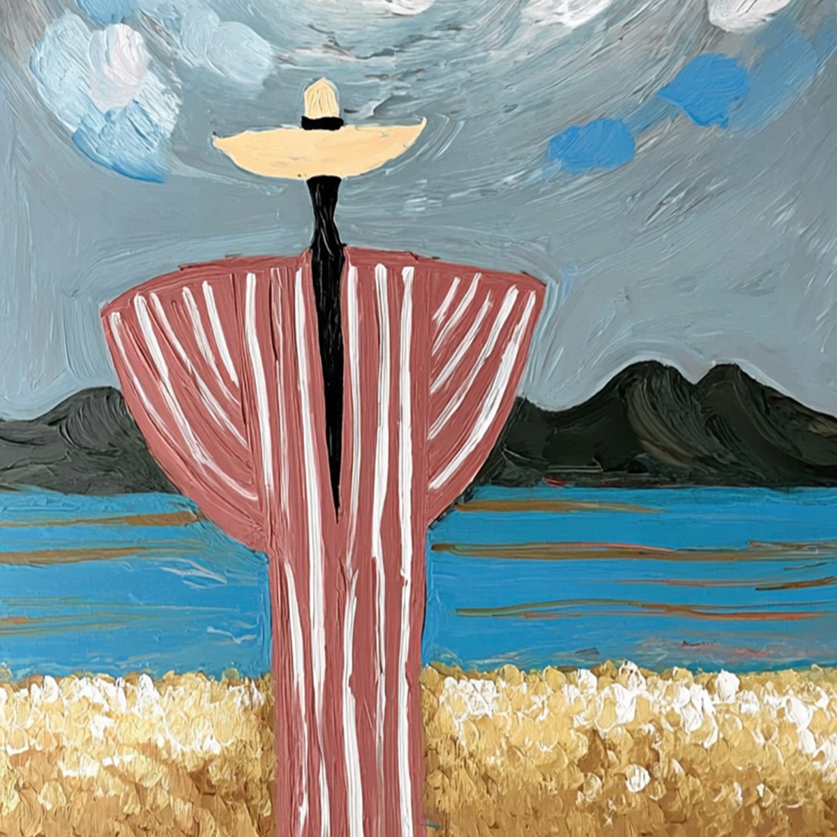 COASTAL REVERIE: Expressive Figurative Beach Landscape Painting