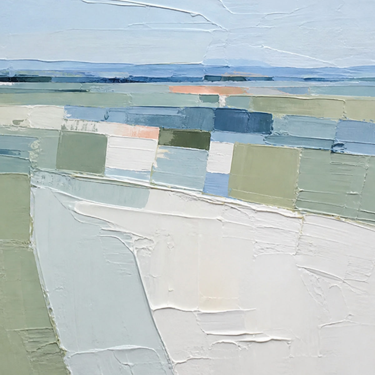 COASTAL REVERIE: Textured Square Abstract Coastal Landscape Painting