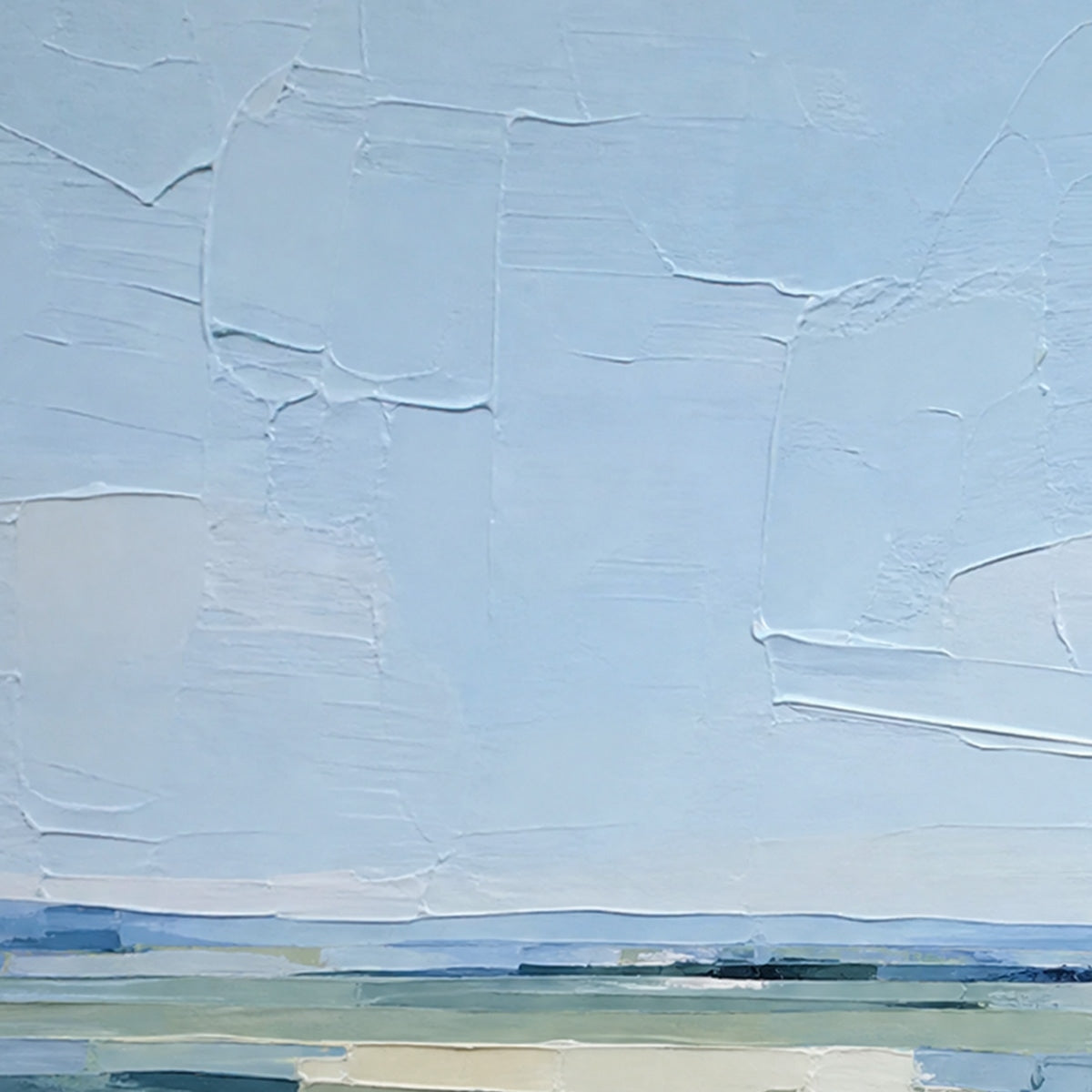 COASTAL REVERIE: Textured Square Abstract Coastal Landscape Painting