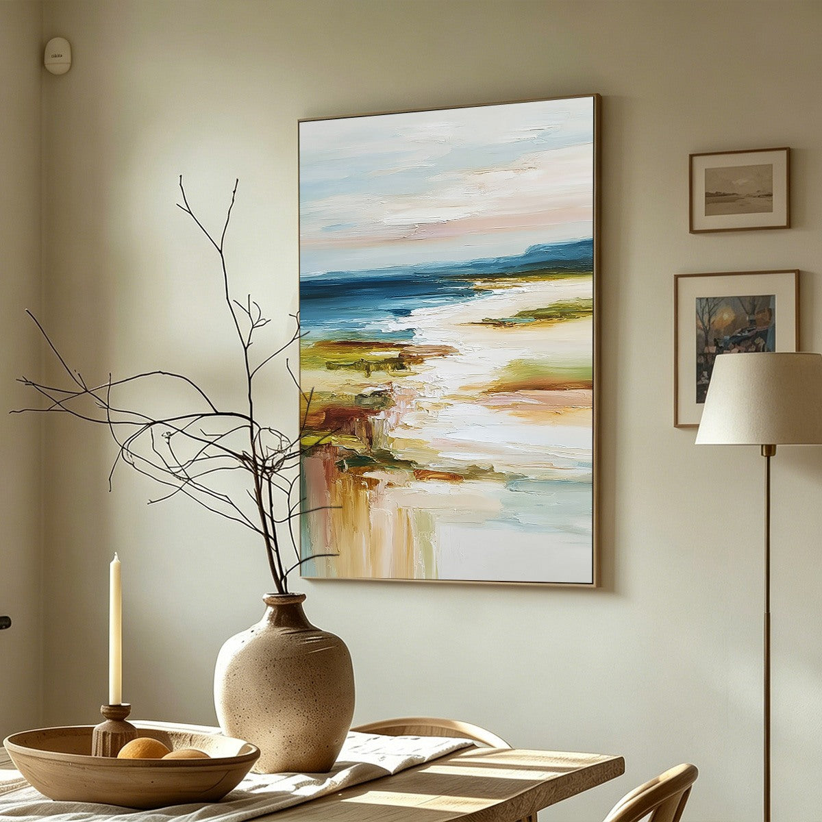 COASTAL REVERIE: Textured Vertical Abstract Seascape Painting