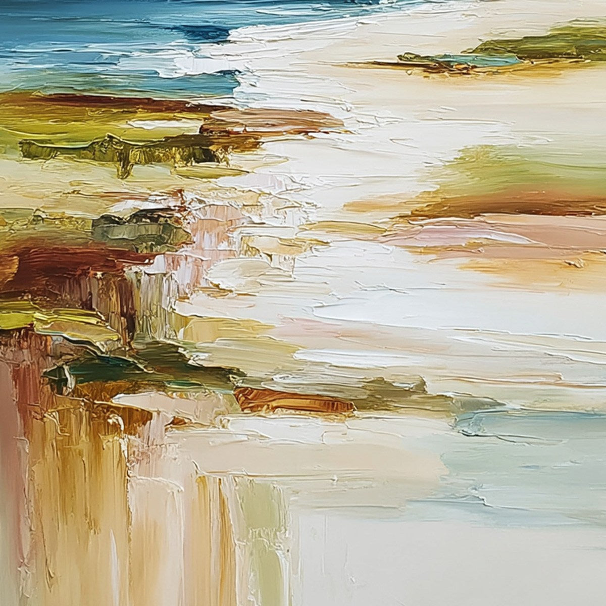 COASTAL REVERIE: Textured Vertical Abstract Seascape Painting
