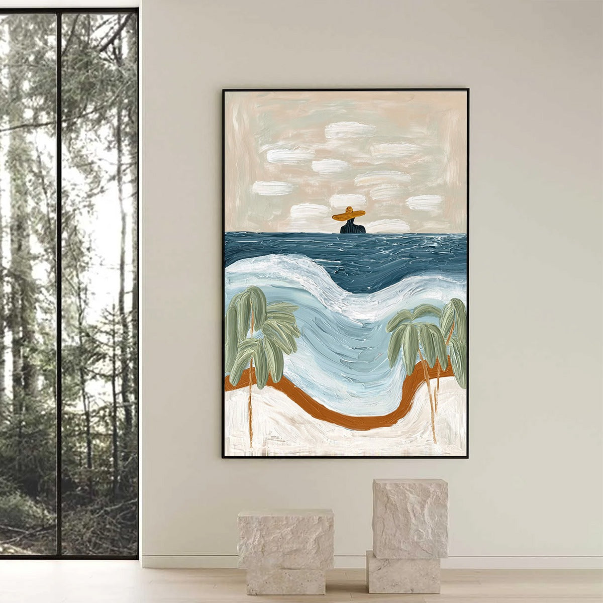 COASTAL REVERIE: Textured Wabi Sabi Style Beach & Sea Painting