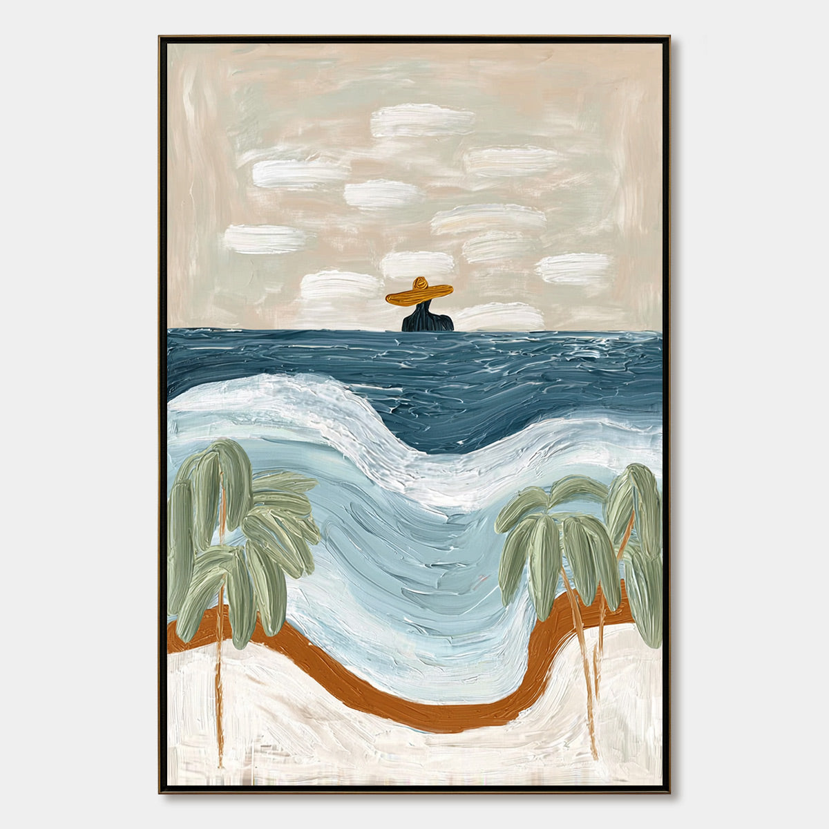 COASTAL REVERIE: Textured Wabi Sabi Style Beach & Sea Painting