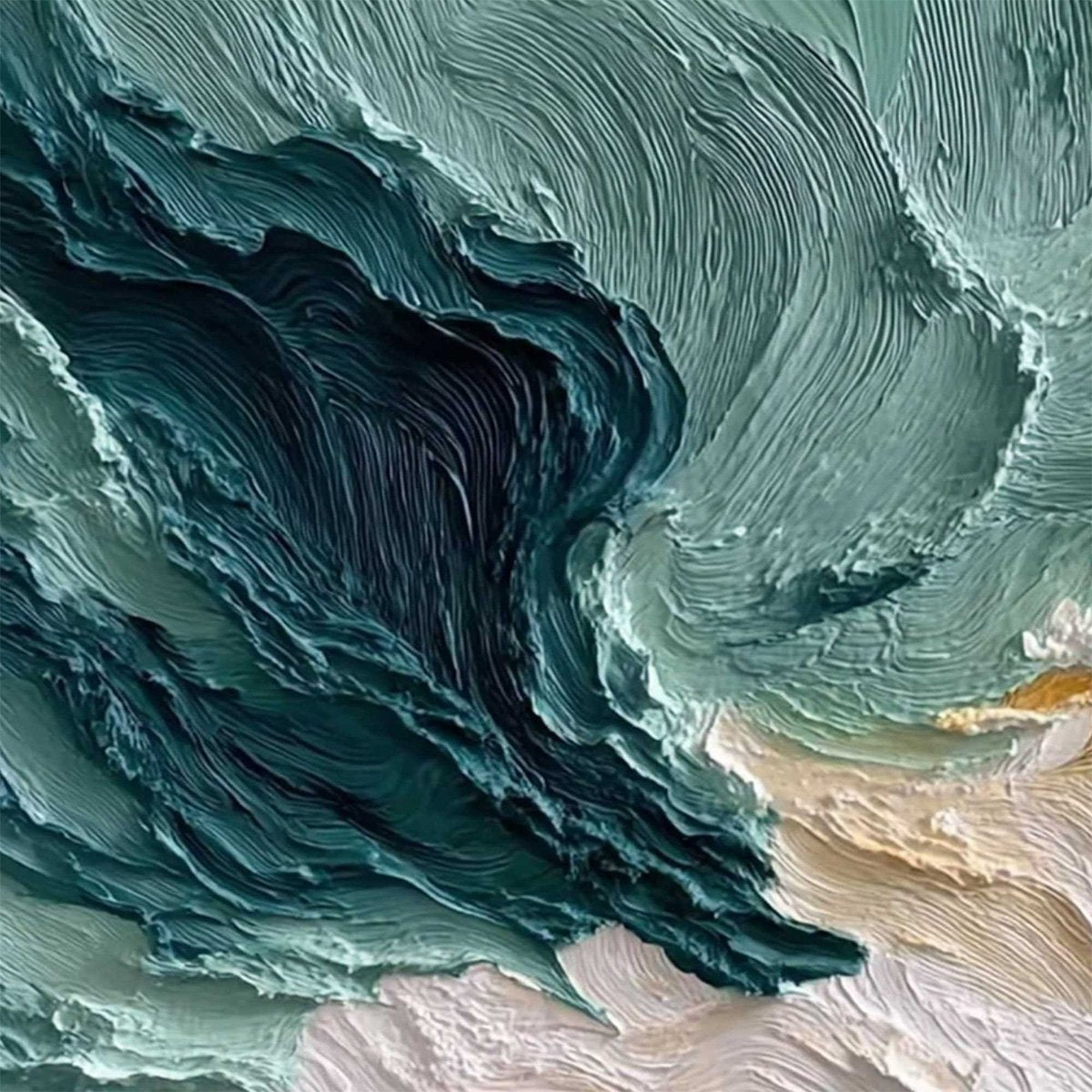 COASTAL RHYTHM: Large Horizontal Textured Impasto Ocean Painting