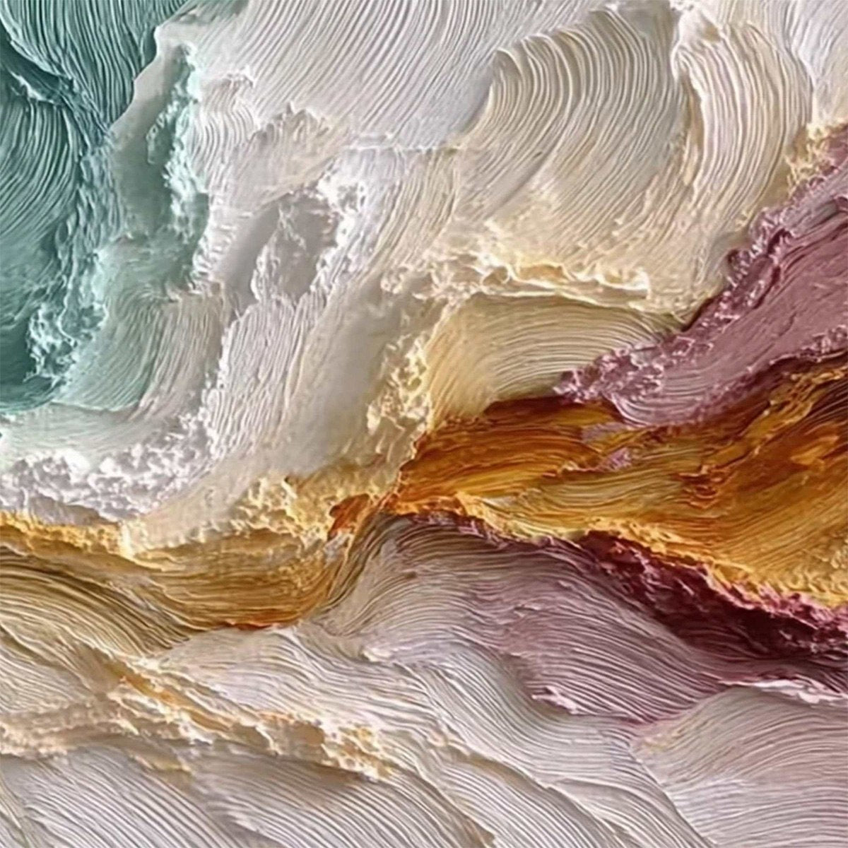 COASTAL RHYTHM: Large Horizontal Textured Impasto Ocean Painting