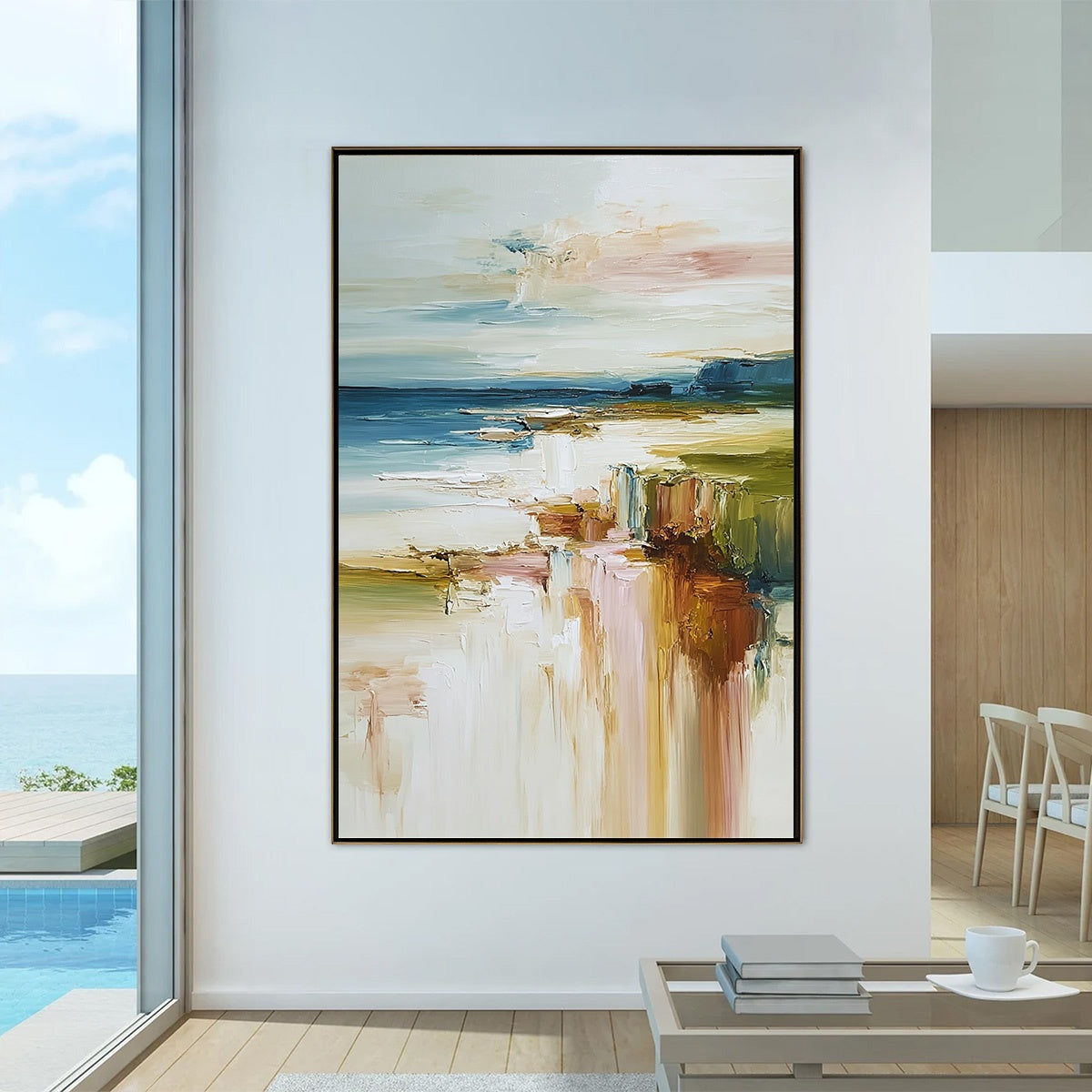 COASTAL SERENITY: Textured Abstract Coastal Landscape Painting