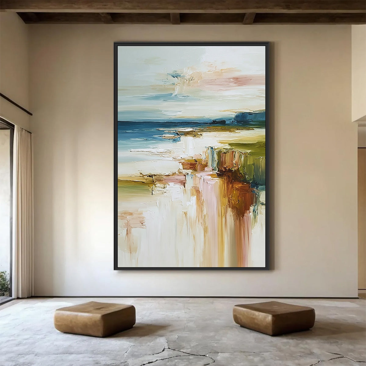 COASTAL SERENITY: Textured Abstract Coastal Landscape Painting