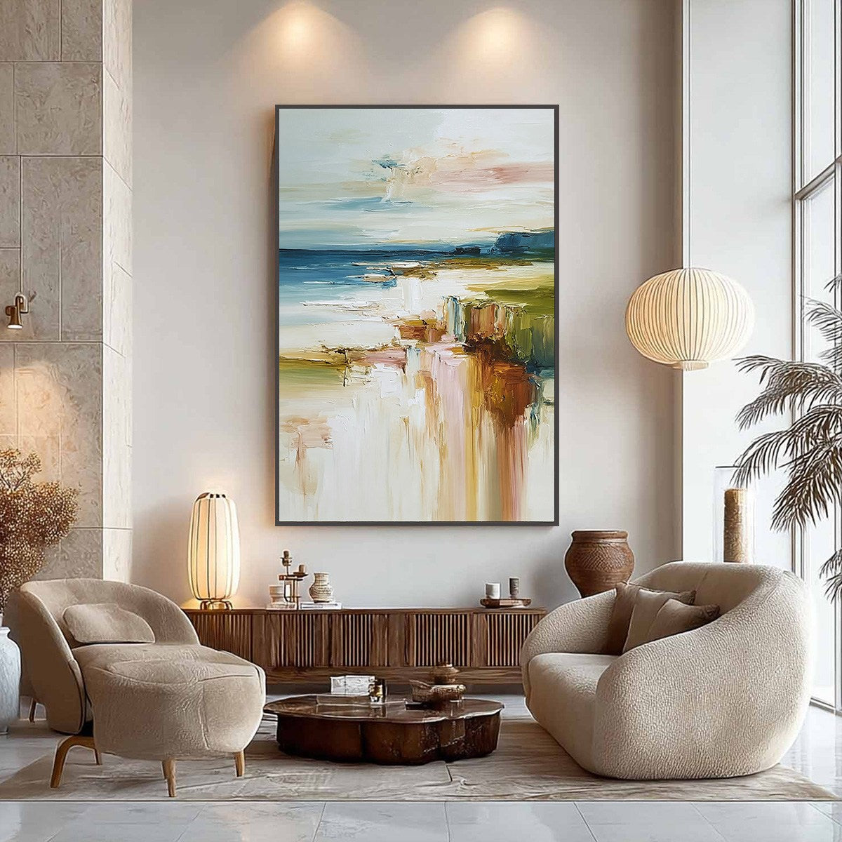 COASTAL SERENITY: Textured Abstract Coastal Landscape Painting