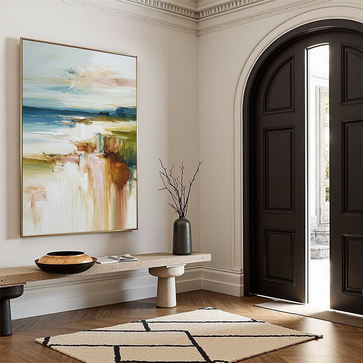 COASTAL SERENITY: Textured Abstract Coastal Landscape Painting