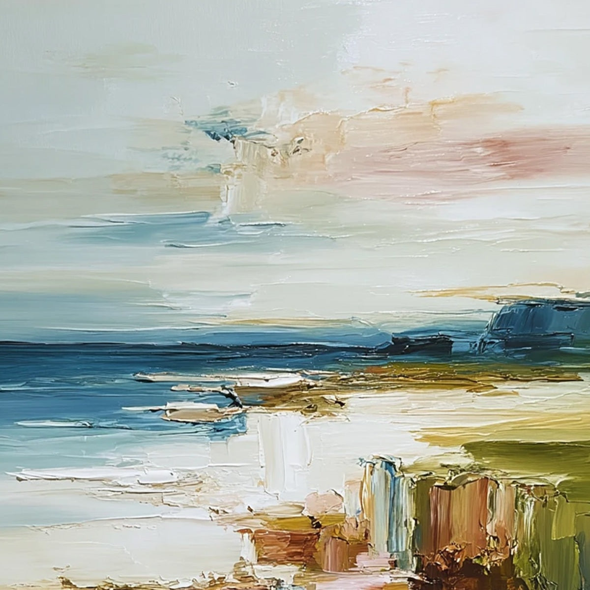 COASTAL SERENITY: Textured Abstract Coastal Landscape Painting