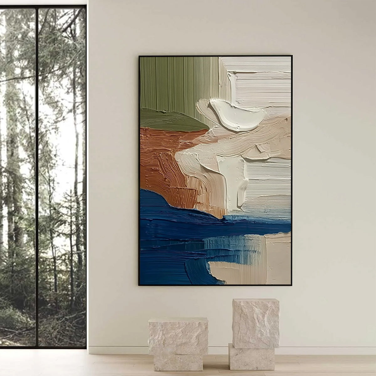 COASTAL STRATA: Textured Wabi Sabi Abstract Seascape Painting