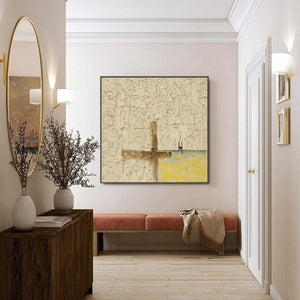 Handmade original Coastal Vespers textured Wabi Sabi abstract painting